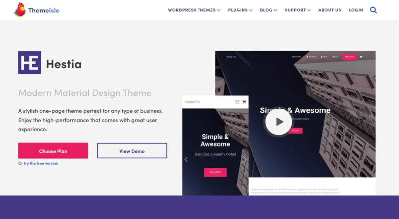 Hestia kostenloses WordPress-Theme