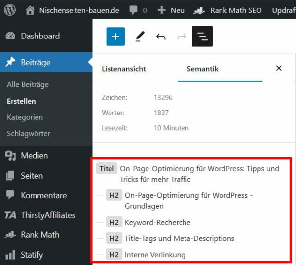 Optimierung von Überschriften