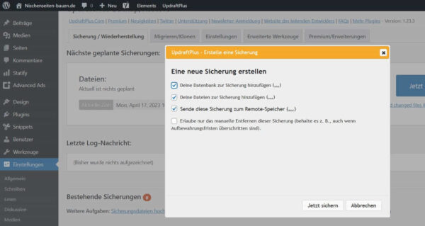 WordPress Backup einrichten mit UpdraftPlus