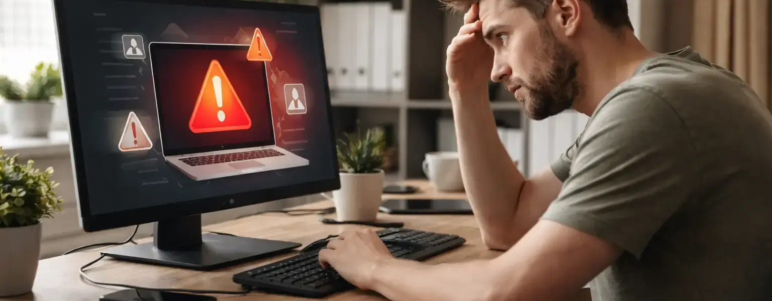 Fehlermeldung auf dem Bildschirm zeigt das Risiko fehlender WordPress-Backups