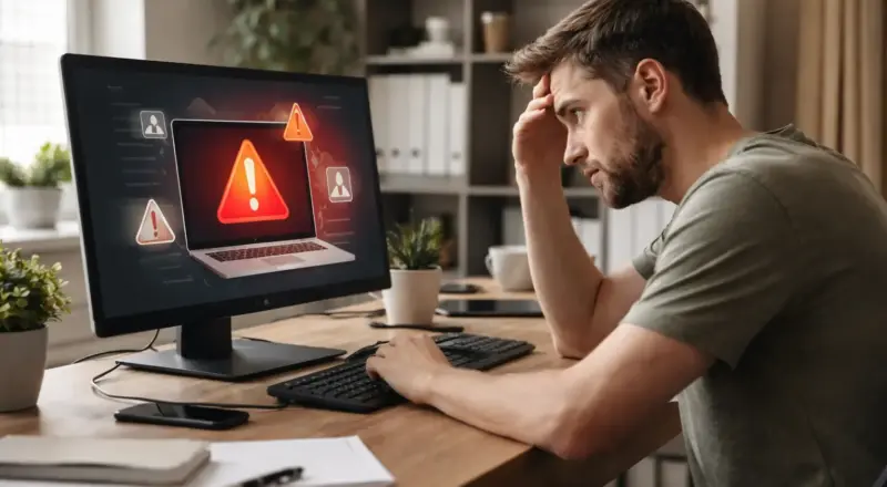 Fehlermeldung auf dem Bildschirm zeigt das Risiko fehlender WordPress-Backups