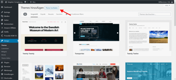 WordPress Theme hochladen und installieren WordPress Theme hochladen und installieren