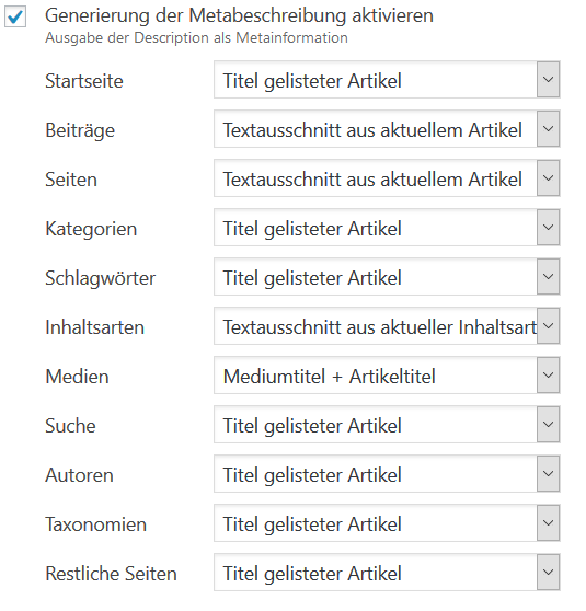 wpSEO Beschreibung automatisch generieren