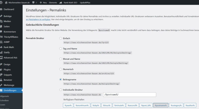 WordPress Permalinks einstellen