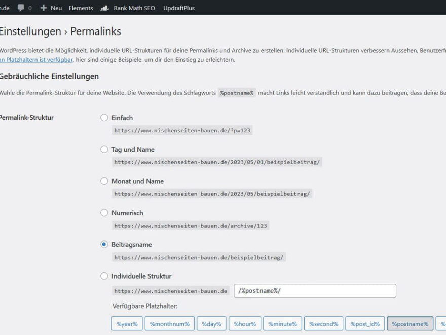 WordPress Permalinks einstellen