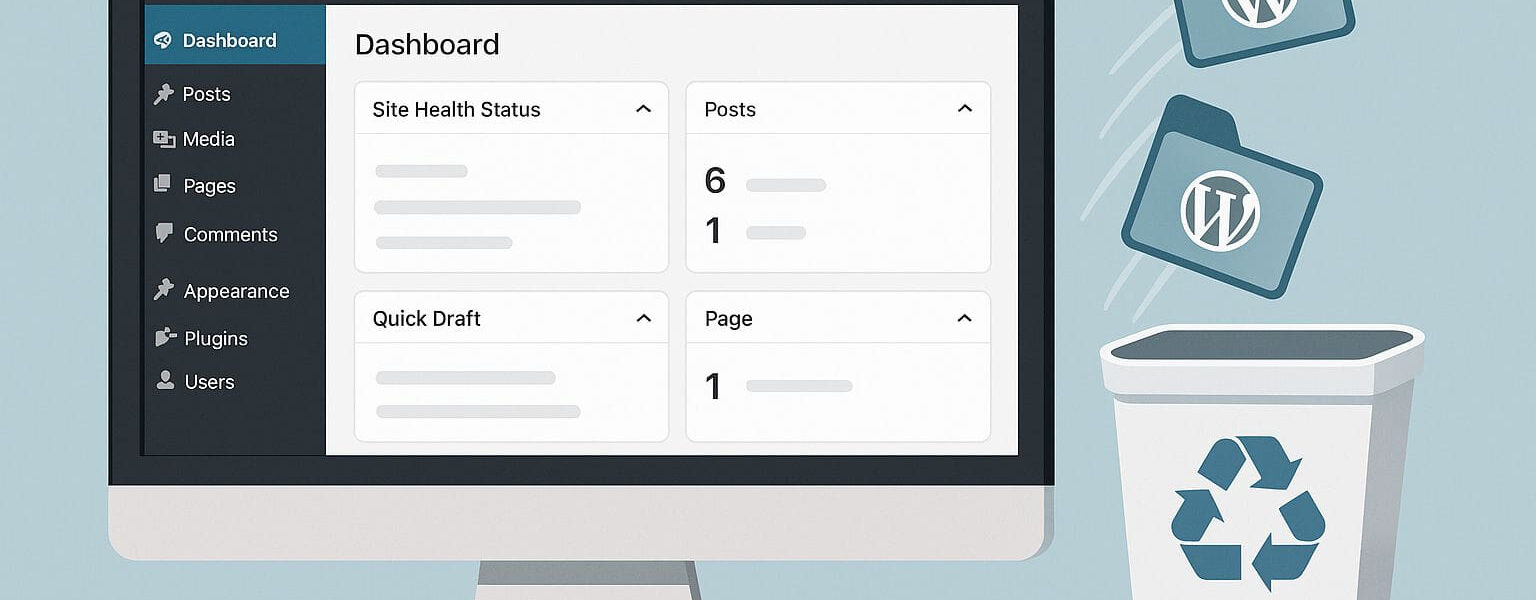 Aufgeräumtes Dashboard mit gelöschten Themes – WordPress-Theme löschen zur Sicherheit und Übersichtlichkeit