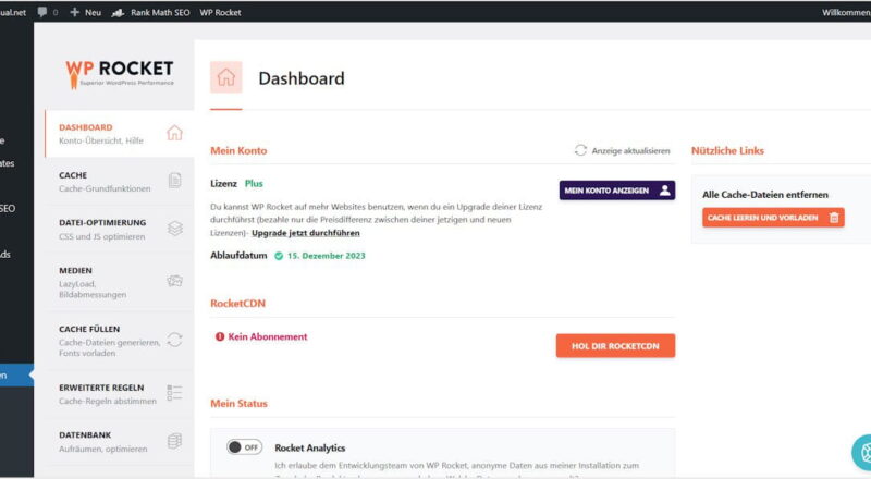 WP Rocket Dashboard