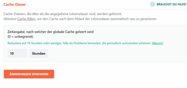 Einstellung Cache-Dauer in WP Rocket