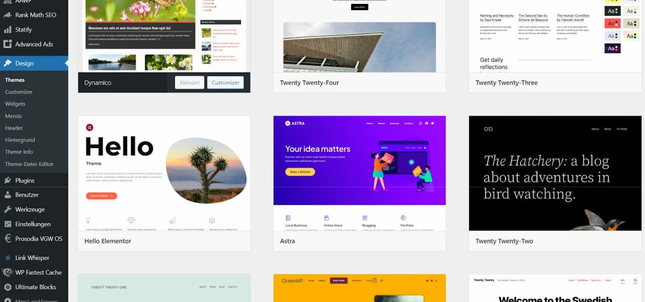 verschiedene kostenlose WordPress Themes