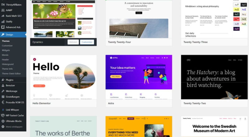 verschiedene kostenlose WordPress Themes