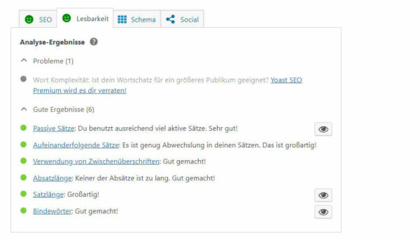 Lesbarkeitsanalyse mit Yoast SEO Lesbarkeitsanalyse mit Yoast SEO