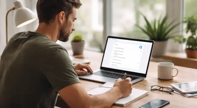 Suchintention verstehen: Nutzer analysiert Suchanfrage am Laptop