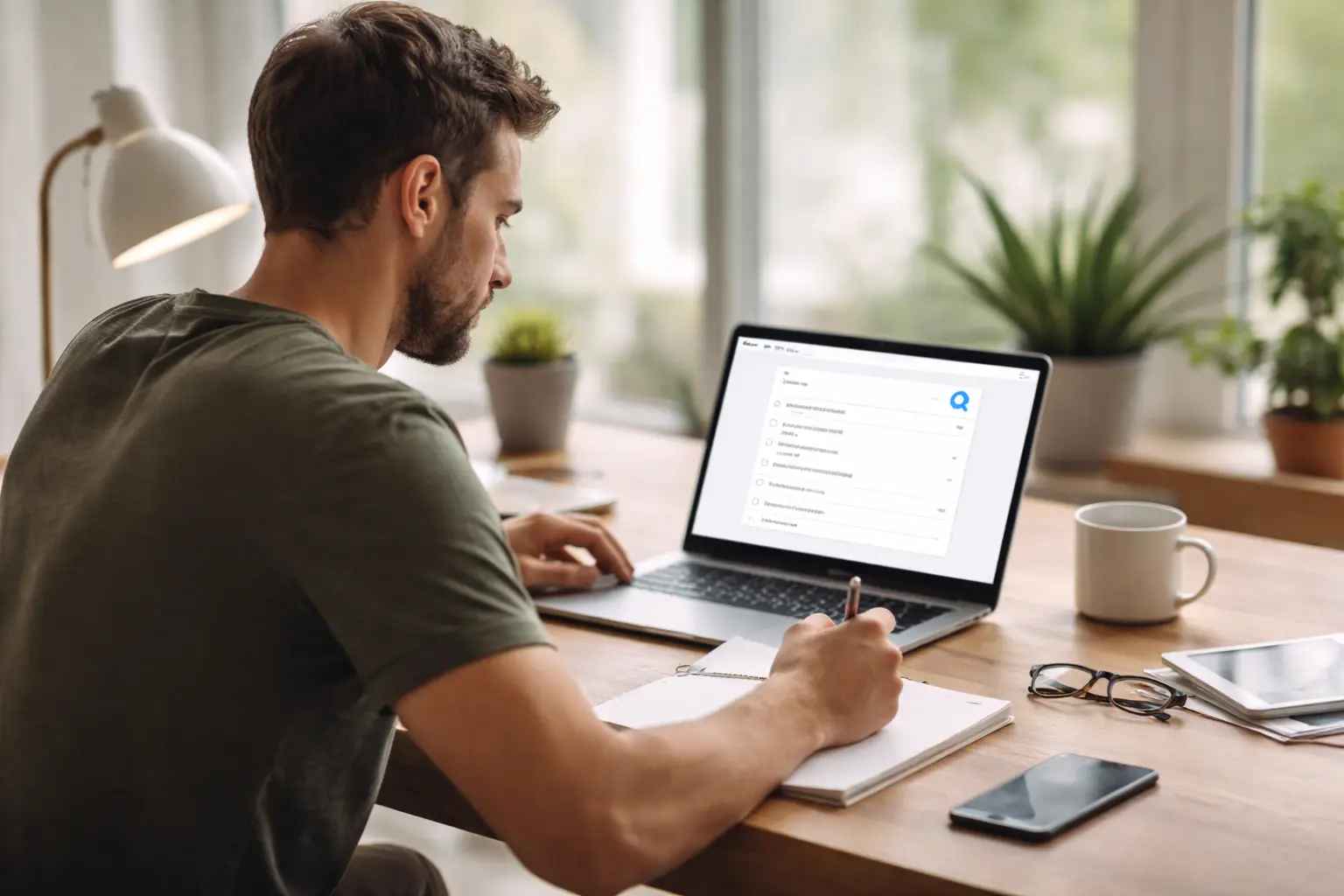 Suchintention verstehen: Nutzer analysiert Suchanfrage am Laptop
