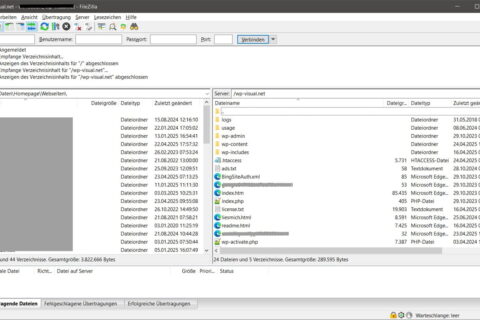 FTP-Zugriff auf die WordPress htaccess-Datei im Root-Verzeichnis