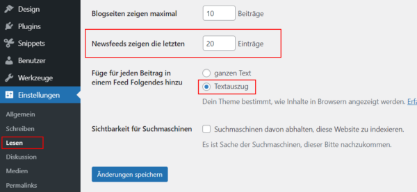 Anzahl der Beiträge im WordPress RSS-Feed begrenzen Anzahl der Beiträge im WordPress RSS-Feed begrenzen