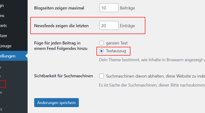 Anzahl der Beiträge im WordPress RSS-Feed begrenzen