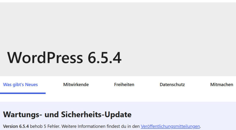 WordPress 6.5.4 Wartungs-Update