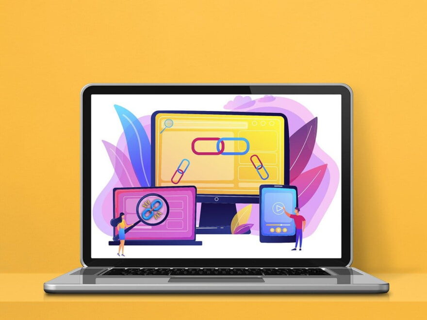 Backlink Illustration von auf einem Laptop-Bildschirm