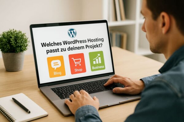 Welches WordPress Hosting passt zu deinem Projekt? Mann wählt WordPress Hosting passend zu Blog, Shop oder Business