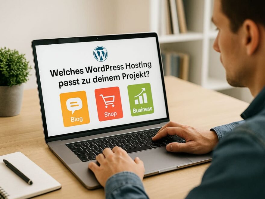 Mann wählt WordPress Hosting passend zu Blog, Shop oder Business