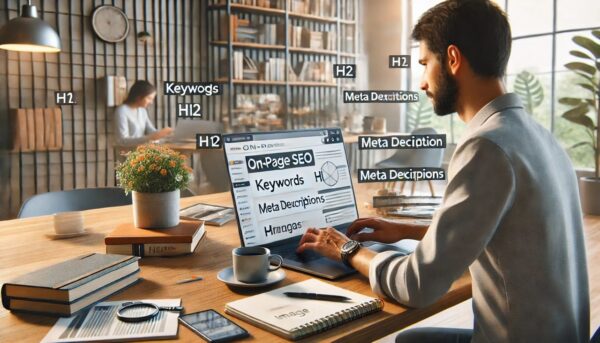 On-Page-Optimierung: Wichtige Maßnahmen für besseren Content Person führt On-Page-SEO-Optimierung für besseren Content durch