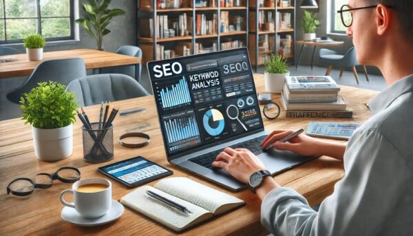SEO-Tools und Ressourcen für bessere Website-Performance Person nutzt SEO-Tools zur Analyse und Optimierung