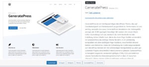 Screenshot des WordPress-Themes GeneratePress: leichtgewichtig, flexibel und kompatibel mit Page-Buildern wie Elementor und Beaver Builder.