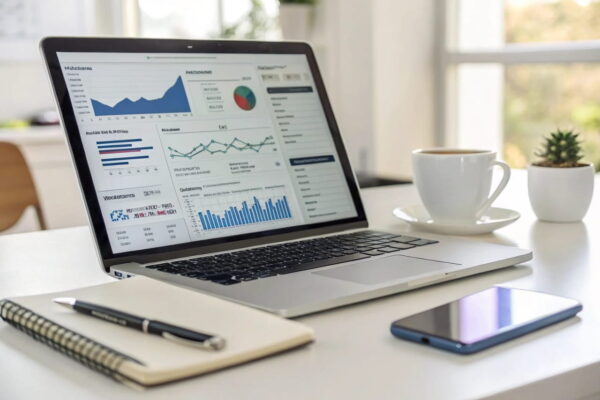 Erfolgsmessung im E-Mail-Marketing: Kennzahlen analysieren Analyse von Newsletter-Kennzahlen mit Diagrammen zu Öffnungs- und Klickraten.