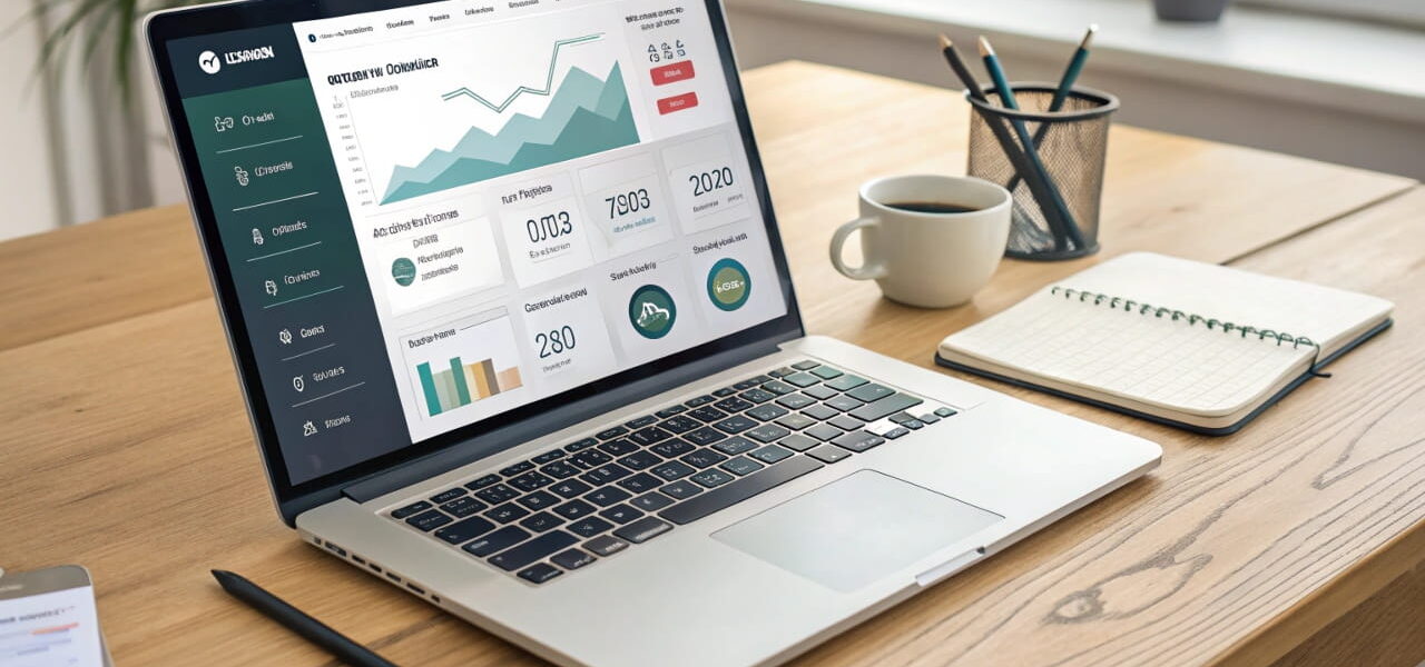 Affiliate-Marketing als Strategie, um eine Nischenseite zu monetarisieren – Laptop mit Affiliate-Dashboard und Einnahmenübersicht auf dem Bildschirm.