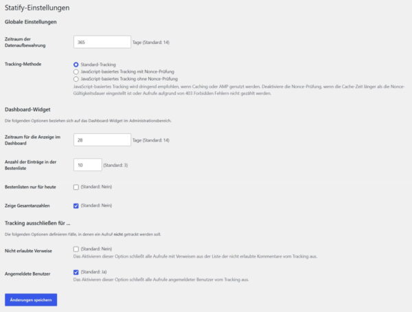 Statify in WordPress richtig einstellen Statify-Einstellungen in WordPress mit empfohlener Konfiguration
