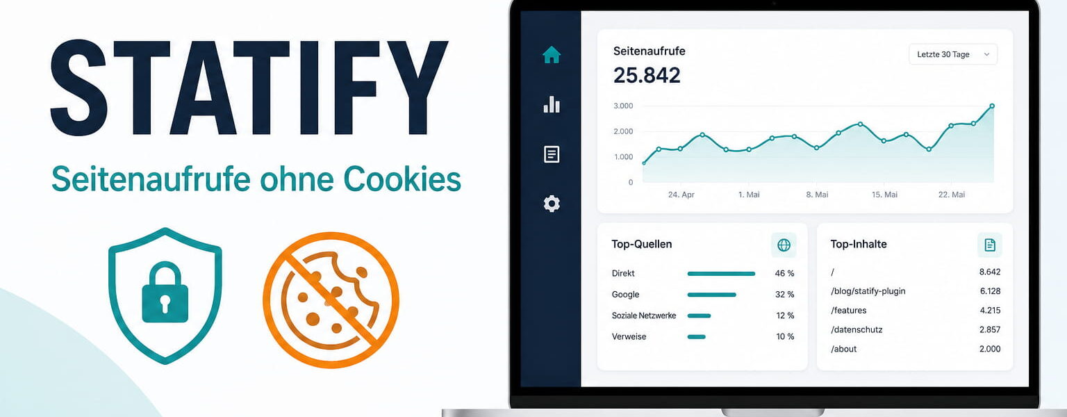 Statify für WordPress mit Statistik-Dashboard und Datenschutzsymbolen