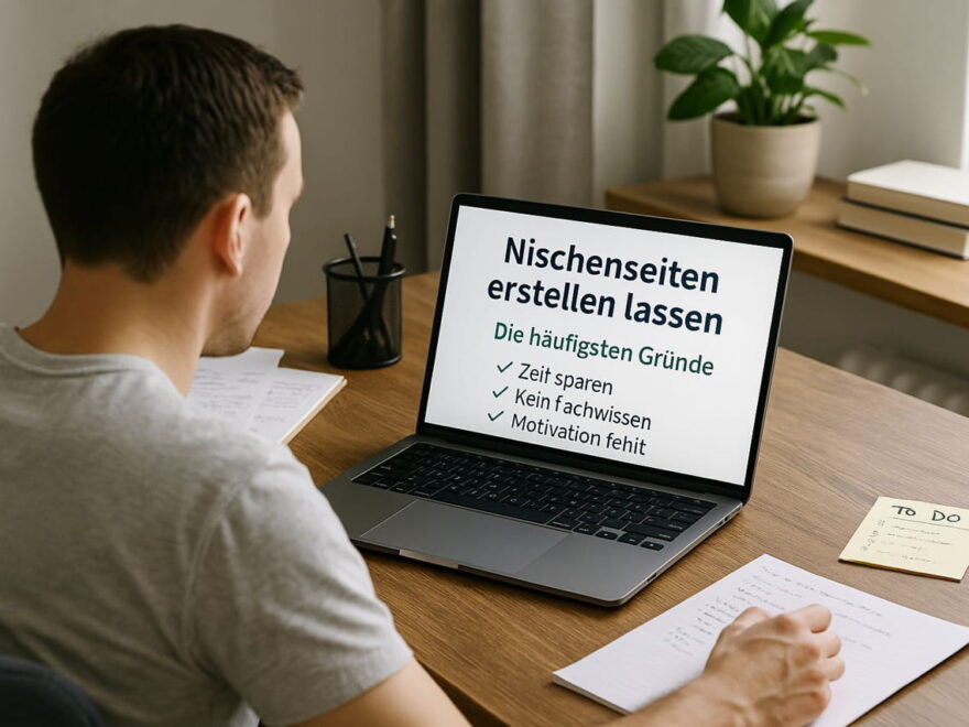 Person recherchiert Gründe, eine Nischenseite erstellen zu lassen