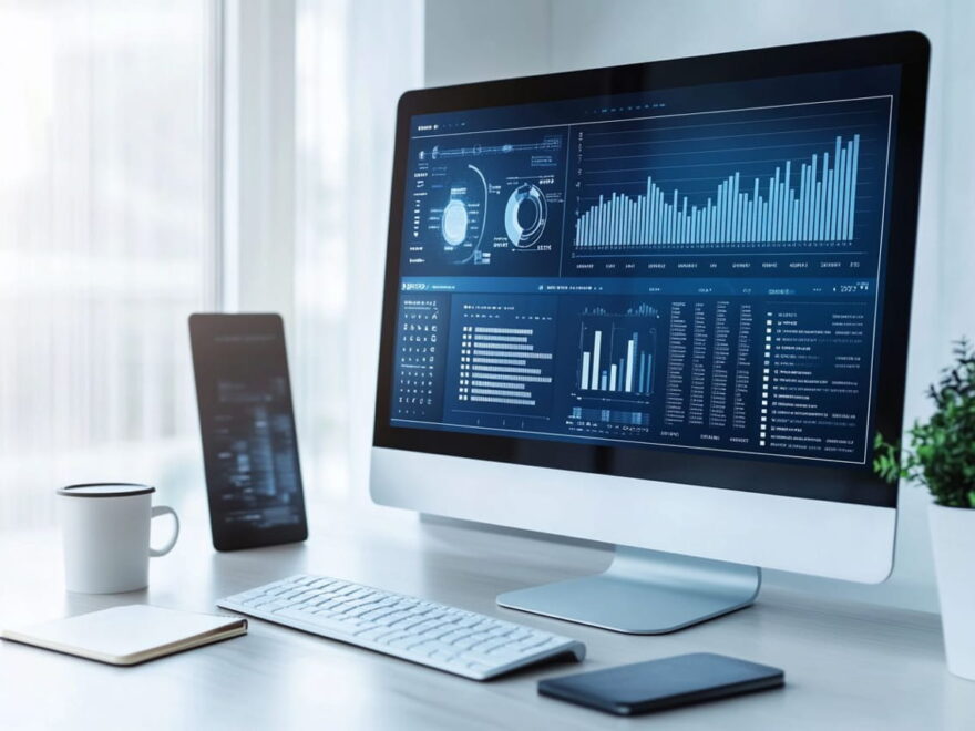 SEO für Nischenseiten im Jahr 2025 – Digitale Analyse von Keyword-Trends auf einem modernen Computerbildschirm.