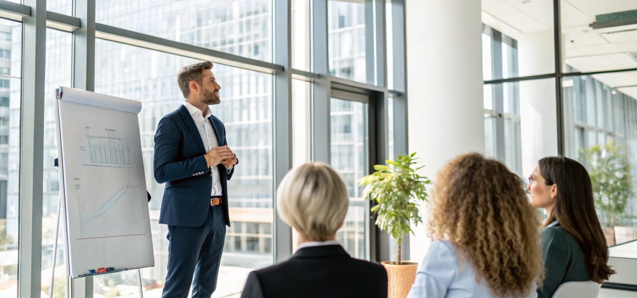 Person erklärt Grundlagen, um sich als Experte zu positionieren