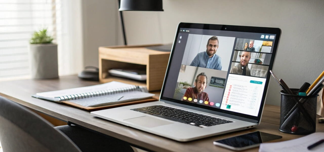 Arbeitsplatz mit Laptop, der Beratung und digitale Produkte nebeneinander zeigt – symbolisch für Dienstleistungen für Nischenseiten