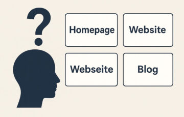 Visualisierung zur Unterscheidung von Homepage, Website, Webseite und Blog
