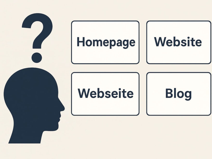 Visualisierung zur Unterscheidung von Homepage, Website, Webseite und Blog