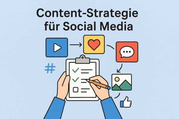 Was posten? Deine Content-Strategie für Social Media Content-Strategie für Social Media mit Symbolen und Checkliste