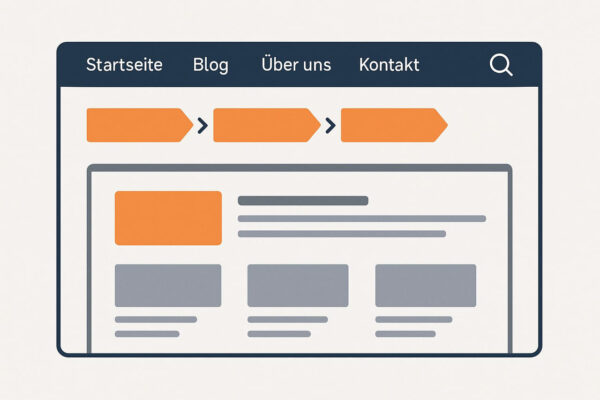 Navigation und Menüstruktur richtig planen für bessere Orientierung Darstellung einer Website-Navigation mit strukturierter Menüführung