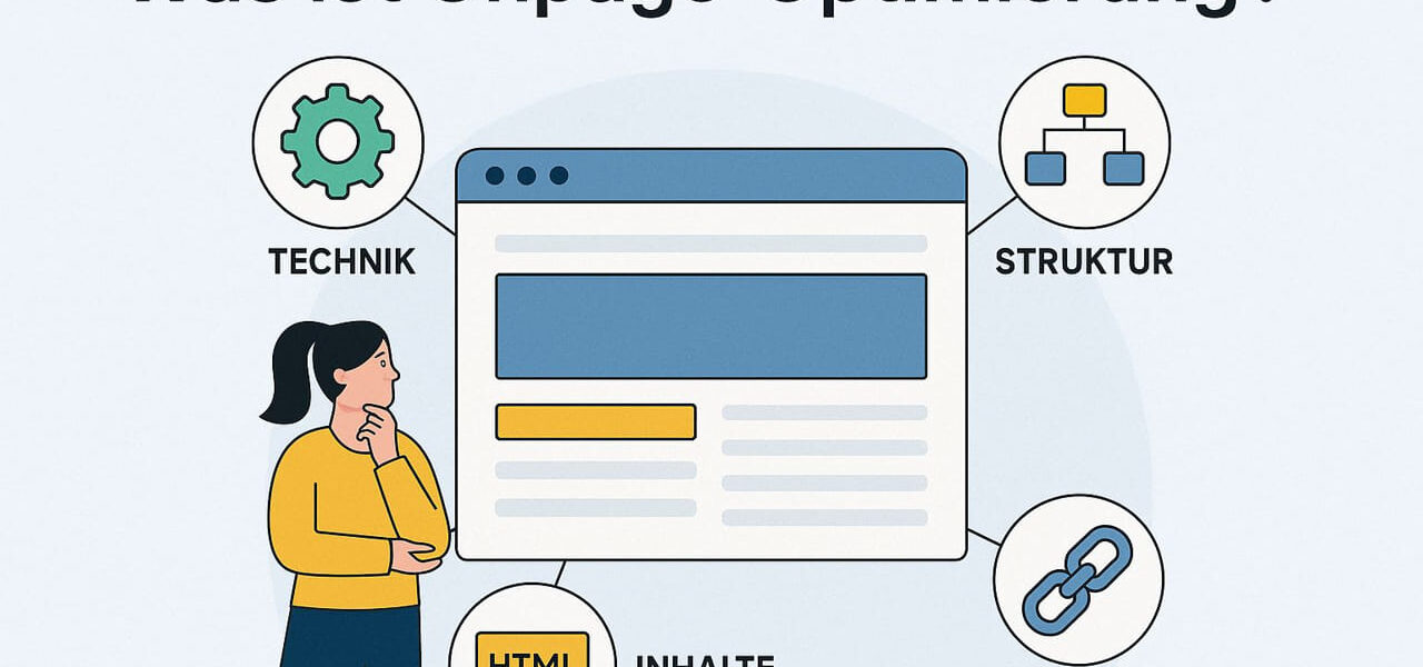 Was ist Onpage-Optimierung – grafische Übersicht mit Technik, Struktur, Inhalte und Links