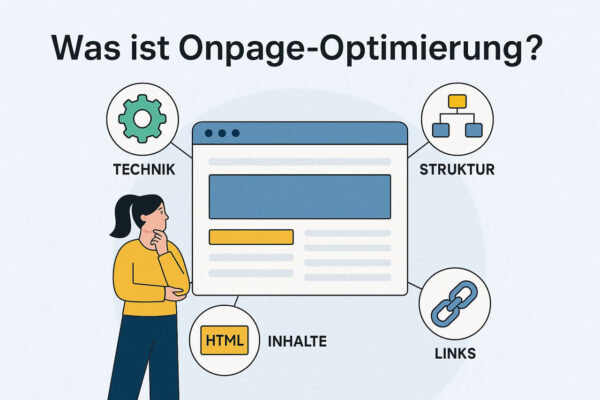 Onpage-Optimierung einfach erklärt – die wichtigsten Grundlagen auf einen Blick Was ist Onpage-Optimierung – grafische Übersicht mit Technik, Struktur, Inhalte und Links