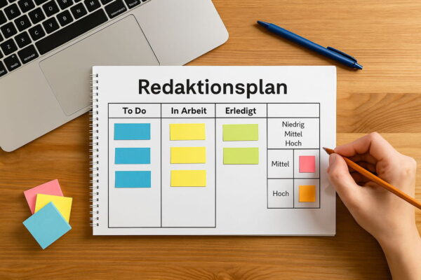 Redaktionsplan erstellen – Startartikel sinnvoll planen und priorisieren Redaktionsplan mit Aufgaben, Prioritäten und Zeitplan für Startartikel