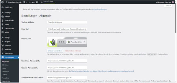 Allgemeine Einstellungen in WordPress: Titel, Untertitel und Website-Adresse anpassen WordPress Grundeinstellungen – Allgemeine Einstellungen mit Website-Titel, Untertitel und URL in WordPress Backend