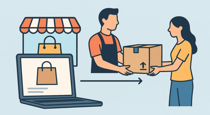 Dropshipping anschaulich erklärt mit Online-Shop und direkter Lieferung vom Lieferanten zum Kunden