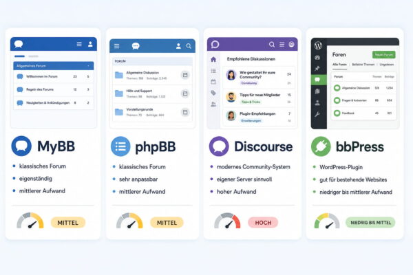 Forensoftware für das eigene Forum im Vergleich Forum erstellen: MyBB, phpBB, Discourse und bbPress im Vergleich