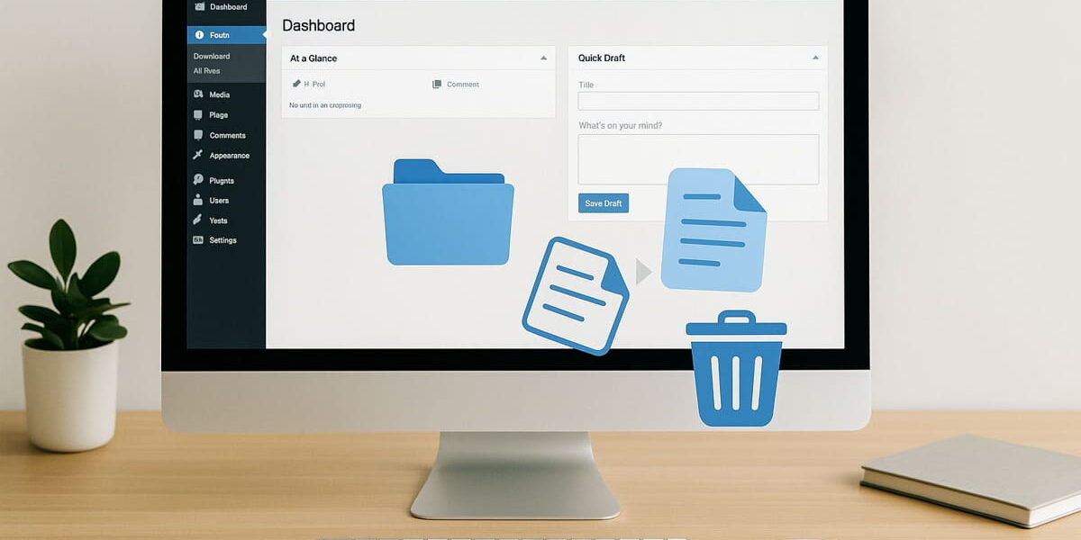 WordPress Datenbank aufräumen – Symbolbild für digitales Aufräumen und Optimierung