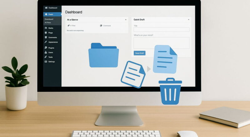 WordPress Datenbank aufräumen – Symbolbild für digitales Aufräumen und Optimierung