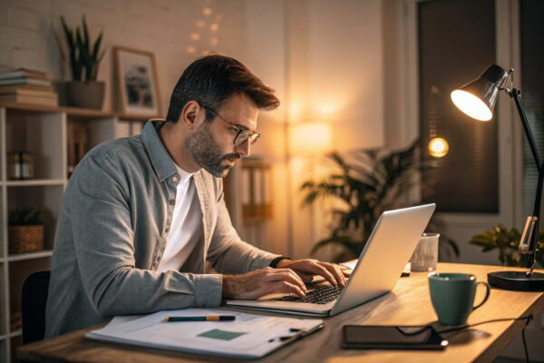 Fokuszeiten planen und Ablenkungen minimieren für produktives Arbeiten Solo-Selbstständiger nutzt Fokuszeiten und minimiert Ablenkungen im Homeoffice