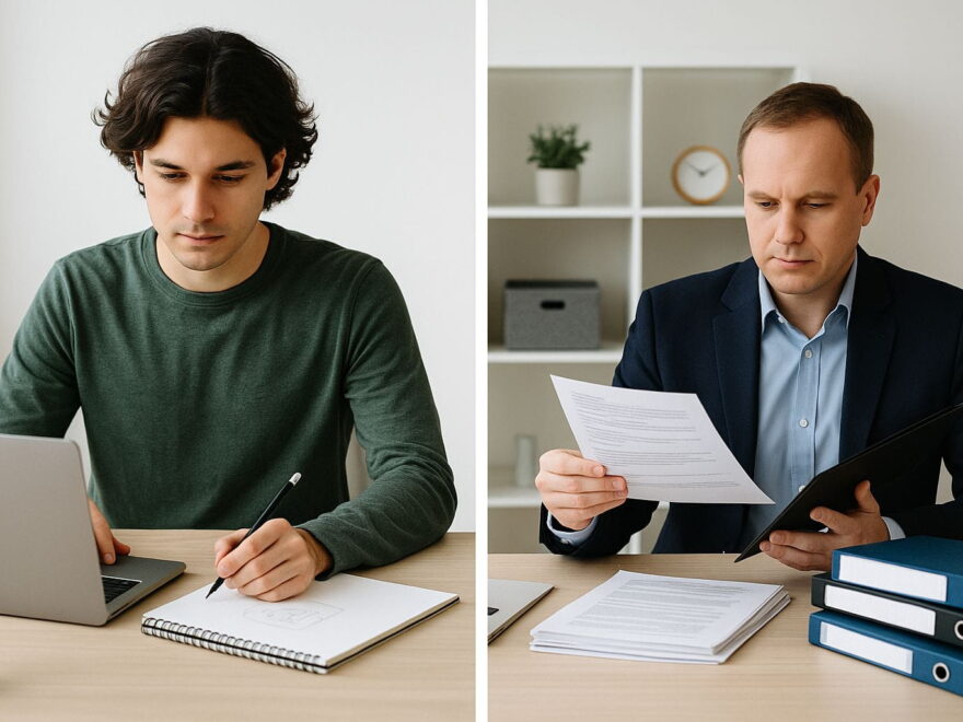 Freelancer oder Gewerbe im Vergleich: Unterschied zwischen Freiberufler und Gewerbetreibendem visualisiert