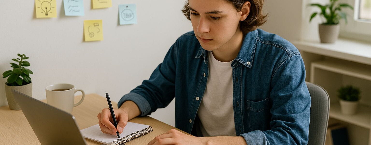 Junge Person bereitet sich darauf vor, ein Online-Business zu starten